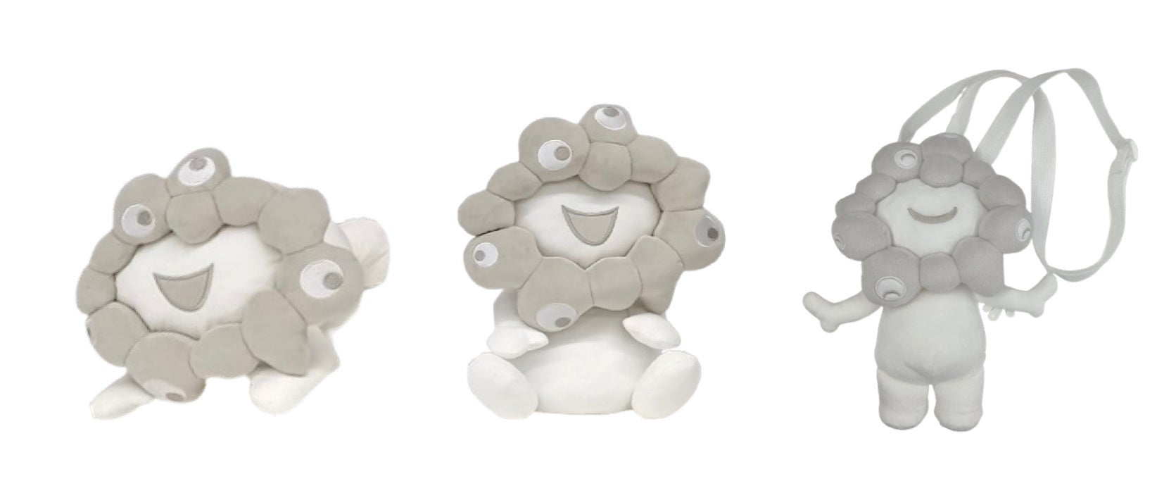 白ミャクミャクのぬいぐるみ新登場！お手玉風・這型・ポーチの3種が