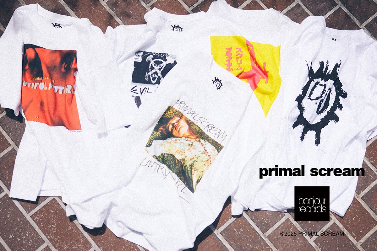 Primal Screamの伝説的アルバム5作品がTシャツに、bonjour recordsから